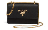 PRADA Saffiano Leather Card Holder Wallet Women's Black