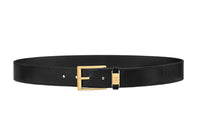 LOUIS VUITTON Cow Leather Leather Belts Unisex Black Width: 3.5cm