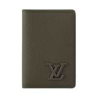 LOUIS VUITTON Aerogram Cow Leather Wallet Men's Khaki Green