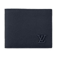 LOUIS VUITTON Cow Leather Wallet Men's Ink Blue