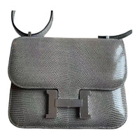 HERMES Constance Lizard Skin Shoulder Bag Crossbody Bag Women's Gray