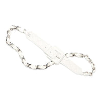 CHANEL Calfskin Metal Leather Belts Women's White -