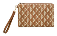 DIOR Cow Leather Canvas Handbags Clutches Men's Coffee