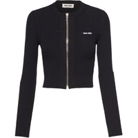 MIU MIU Logo print Zip up Cardigan