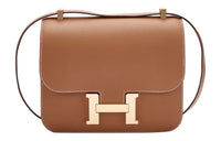 HERMES Constance Epsom Leather Shoulder Bag Crossbody Bag Women's 37 Gold Gold Brown