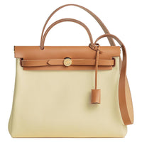 HERMES Herbag Zip Canvas With Leather Handbag Shoulder Bag Crossbody Bag Women's Vanilla Light Tea Brown
