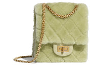 CHANEL 2.55 Shearling Lambskin Crossbody Bag, Shoulder Bag Women's Green