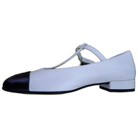 CHANEL Flat Mary Jane Shoes Women's White