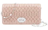 MIU MIU Lambskin Clutch, Shoulder Bag, Crossbody Bag Mini Women's Nude