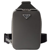 PRADA Saffiano Cow Leather Sling Bag Men's Gray