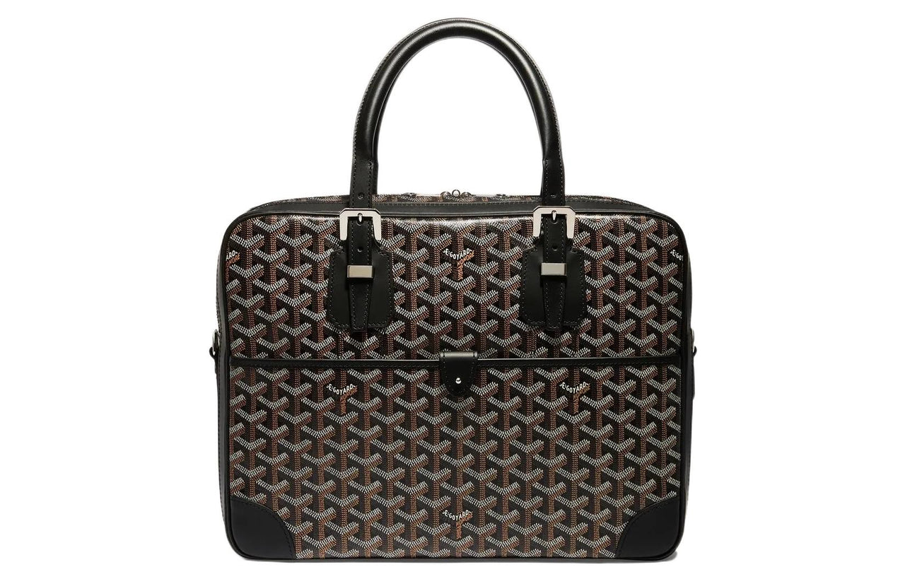 GOYARD Ambassade Canvas With Leather Handbags Briefcases Small Size Unisex Black