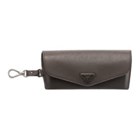 PRADA Calfskin Eyeglass Cases Men's Smoke Gray