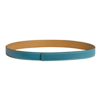 HERMES Solid Color Design Leather Belts Women's Blue Width 2.4CM