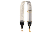 DIOR Embroidered With Calfskin Shoulder Strap With Pouch Shoulder Strap Women's Gray & Black