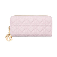 DIOR Lady Dior Lambskin Wallet Women's Light Pink