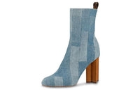 LOUIS VUITTON Silhouette Ankle Boots Women's Denim Blue
