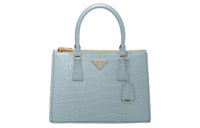 PRADA Galleria Killer Bag Crocodile Leather Shoulder Bag Crossbody Bag Handbag Medium Size Women's Light Blue