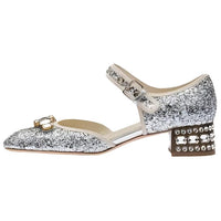 MIU MIU Chunky Heel High Heels Women's Silver