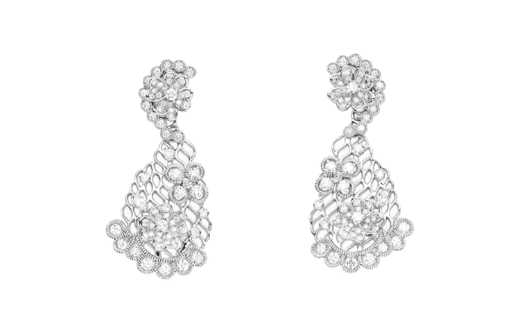 DIOR 18K White Gold Diamonds Earrings Women's Silver