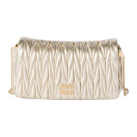 MIU MIU Matelassé Lambskin Shoulder Bag Mini Women's Yellow Iron Ore