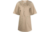 CELINE Short Sleeved Dress Women's Beige