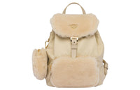PRADA Shearling Backpack Women's Desert Yellow