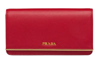 PRADA Cow Leather Clutch Mini Women's Red