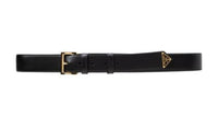PRADA Logo Plaque Square Buckle Belt