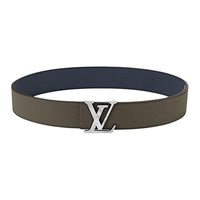 LOUIS VUITTON Leather Belts Men's Blue Green Width 4cm