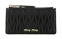MIU MIU Lambskin Card Holder Wallet Women's Black