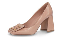 LOUIS VUITTON Shake Chunky Heel High Heels 8.5cm Women's Nude Pink