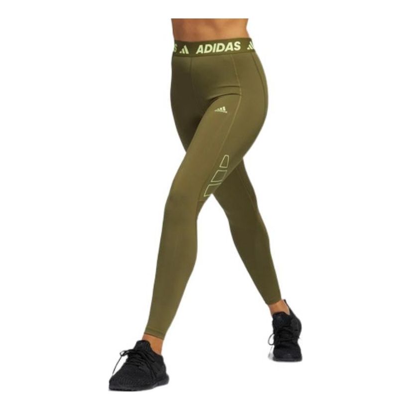 (WMNS) adidas Techfit Logo Graphic Long Tights Asia Sizing 'Green' HD1988