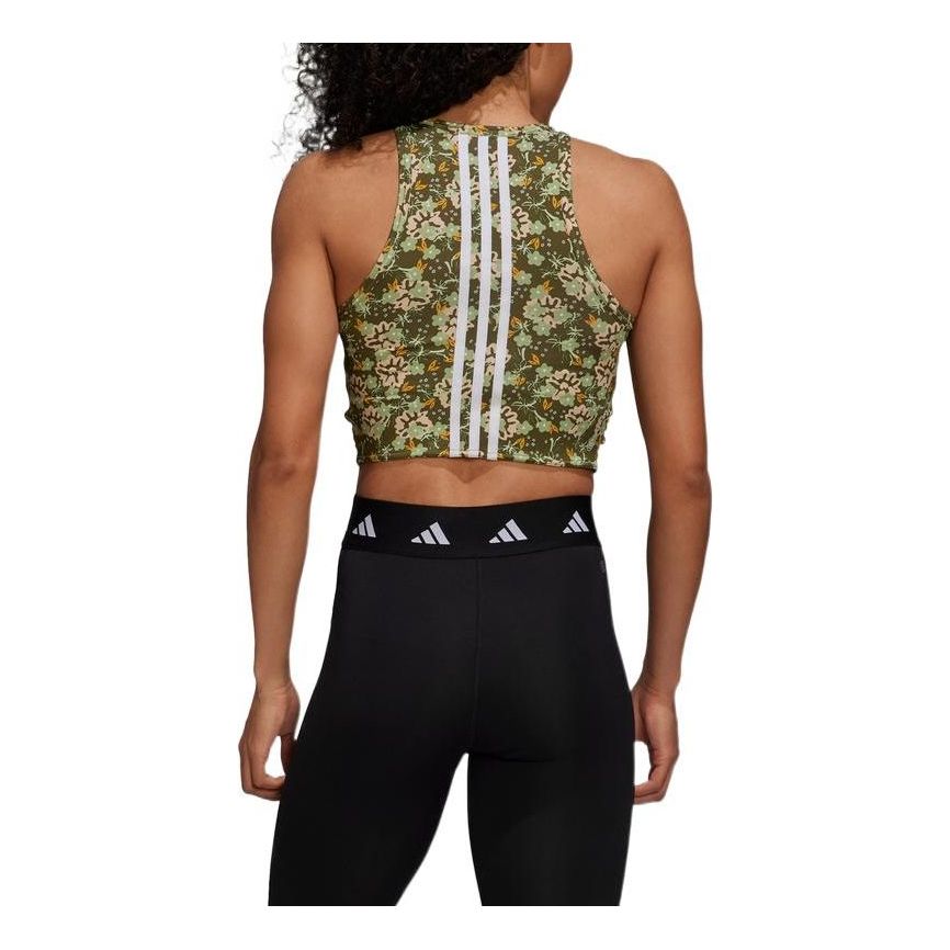 (WMNS) adidas Grow Positivity Cropped Flowers Training Tank Top Asia Sizing 'Green' HR4658