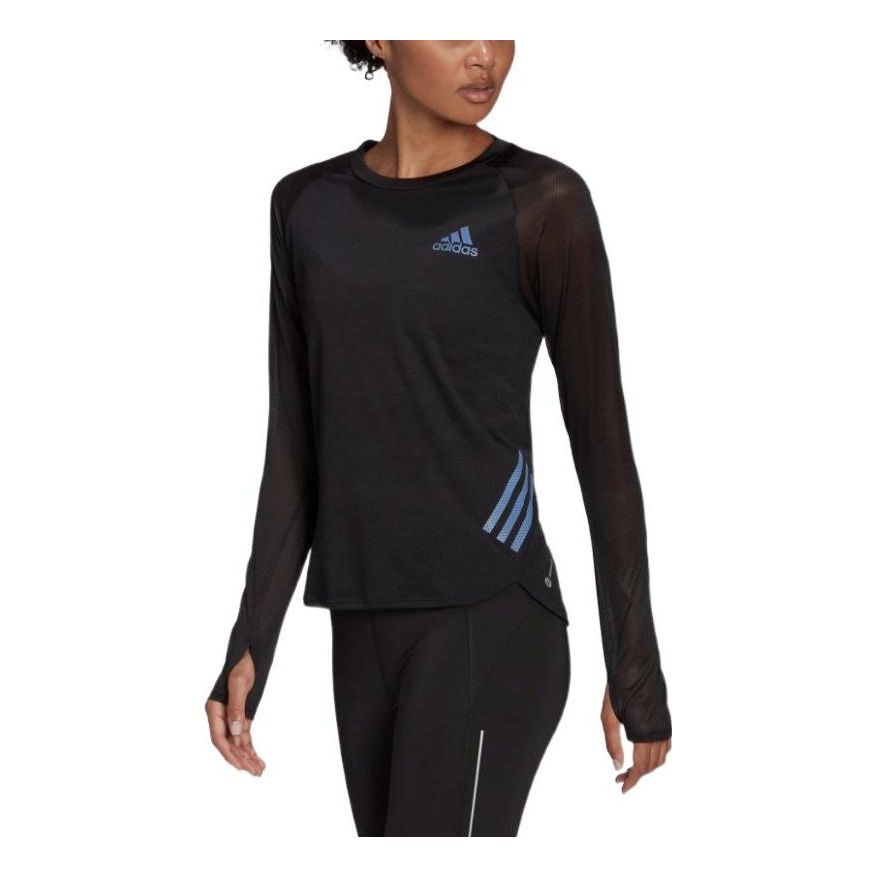 (WMNS) adidas Parley Adizero Long Sleeve Running T-Shirt Asia Sizing 'Black' H57746
