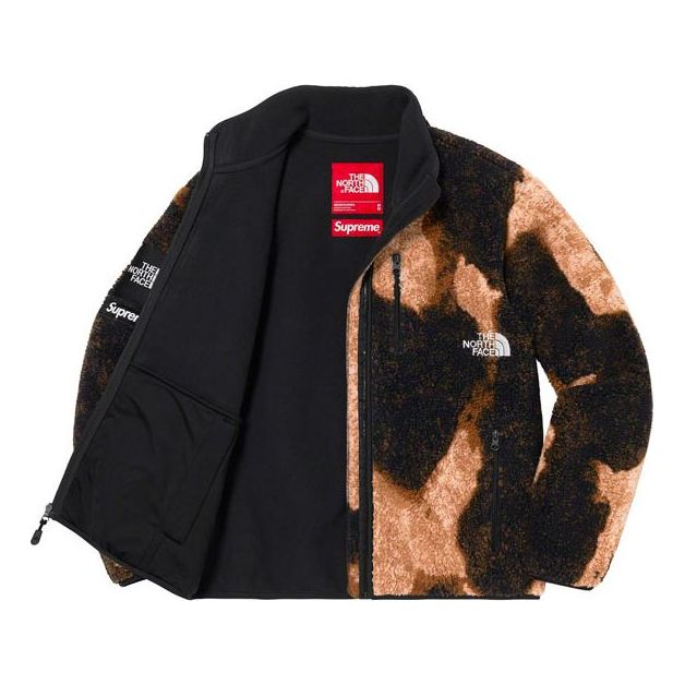 Supreme x The North Face Bleached Denim Print Fleece Jacket 'Beige Black' SUP-FW21-365