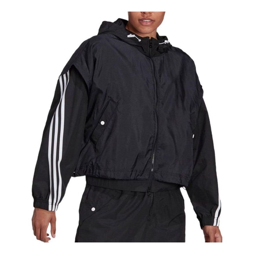 (WMNS) adidas Sportswear Future Icons 3-Stripes Woven Hooded Track Top Asia Sizing 'Black' HA0812