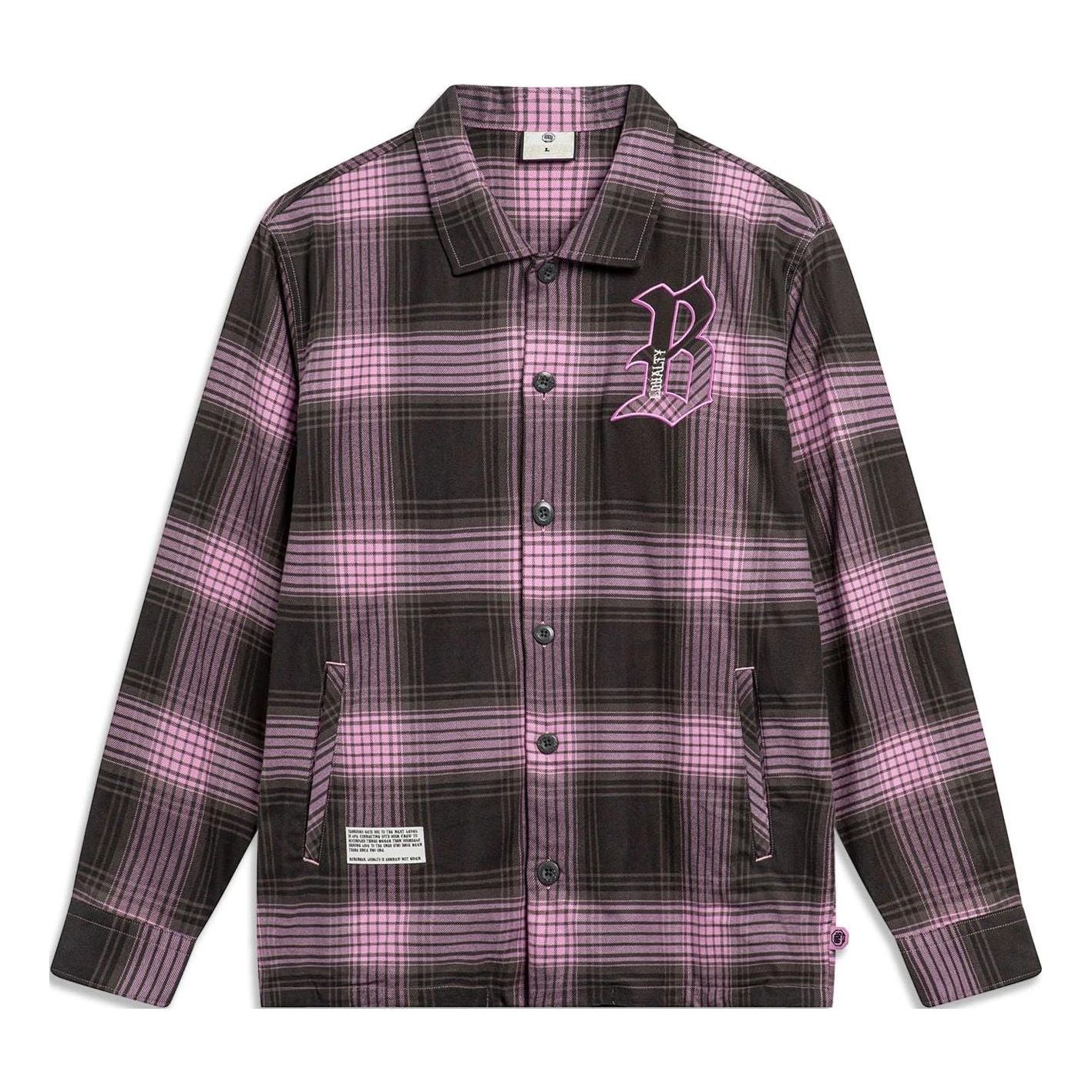Li-Ning x Mister Cartoon BadFive Graphic Plaid Shirt 'Grey Pink' AFDT855-2