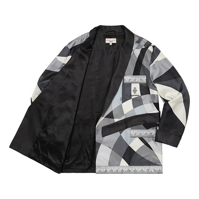Supreme x Emilio Pucci Silk Smoking Jacket 'Black White Grey' SUP-SS21-788