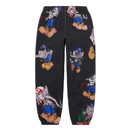 Supreme Elephant Sweatpants 'Black White Blue' SUP-FW22-009