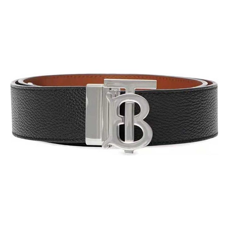 Burberry 26 TB Monogram Buckle Reversible Belt 'Black Tan' 8043247