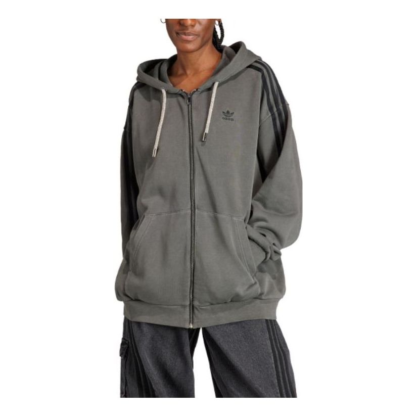 (WMNS) adidas Adilenium Oversized Full-Zip Hoodie Asia Sizing 'Grey' IV9334