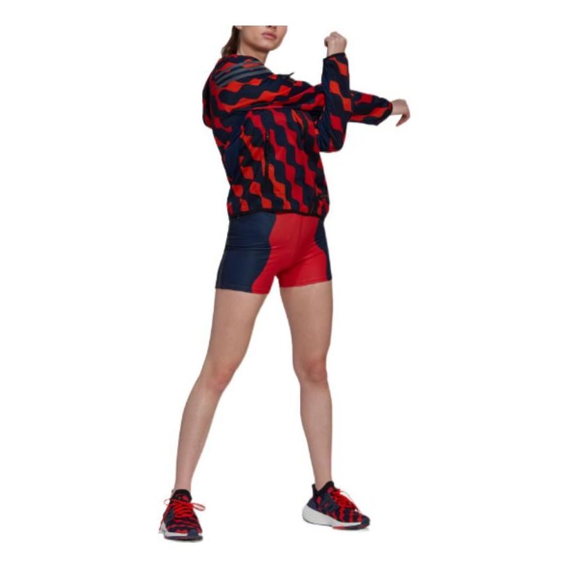 (WMNS) adidas Marimekko Run Icons 3-Stripes Hooded Running Windbreaker Asia Sizing 'Red Black' HH7323