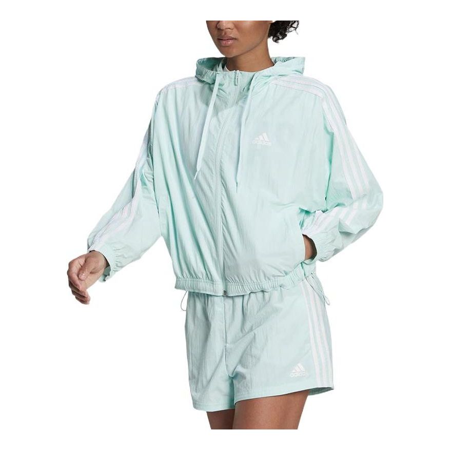 (WMNS) adidas Essentials Repeat Logo Loose Fit Windbreaker Asia Sizing 'Blue' HC9158