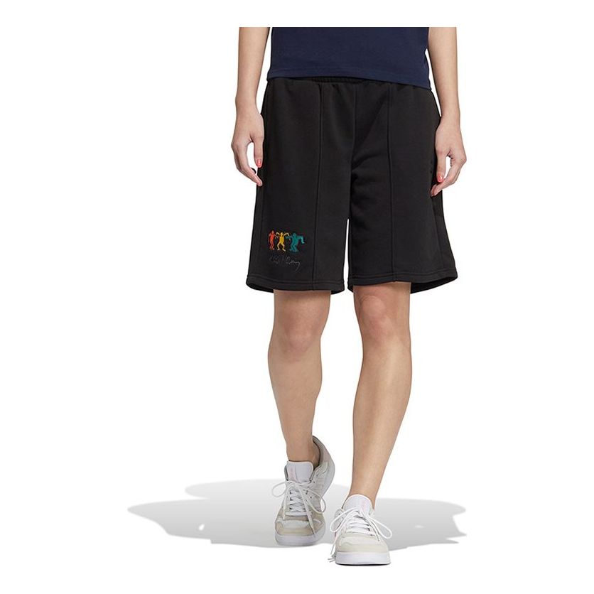 (WMNS) adidas Embroidered Letter Drawstring Shorts Asia Sizing 'Black' HS6830
