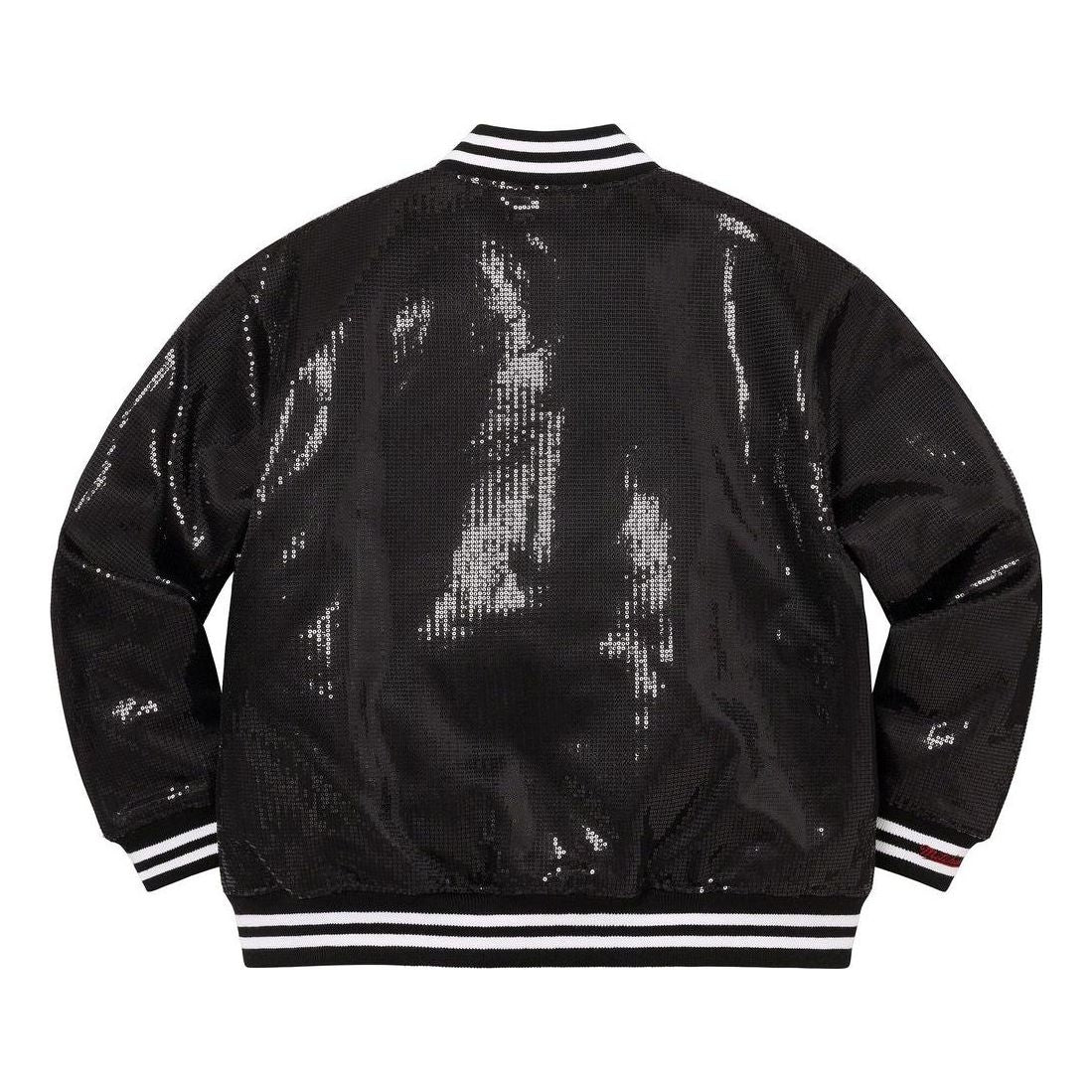 Supreme x Mitchell & Ness Sequin Varsity Jacket 'Black White' SUP-SS23-034