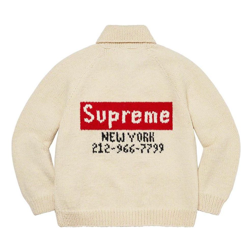 Supreme Box Logo Cowichan Sweater 'White Red Black' SUP-FW22-751