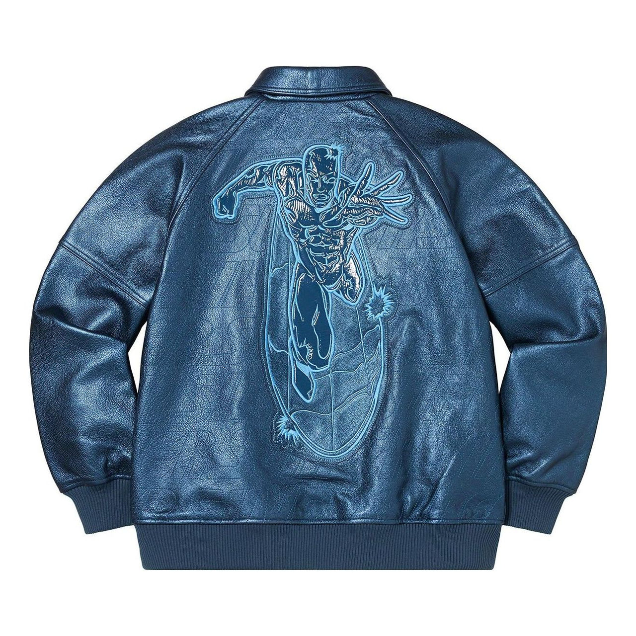 Supreme Silver Surfer Leather Varsity Jacket 'Blue' SUP-SS22-366