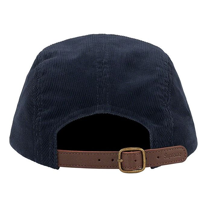 Supreme Fine Wale Corduroy Camp Cap 'Navy White' SUP-SS21-555