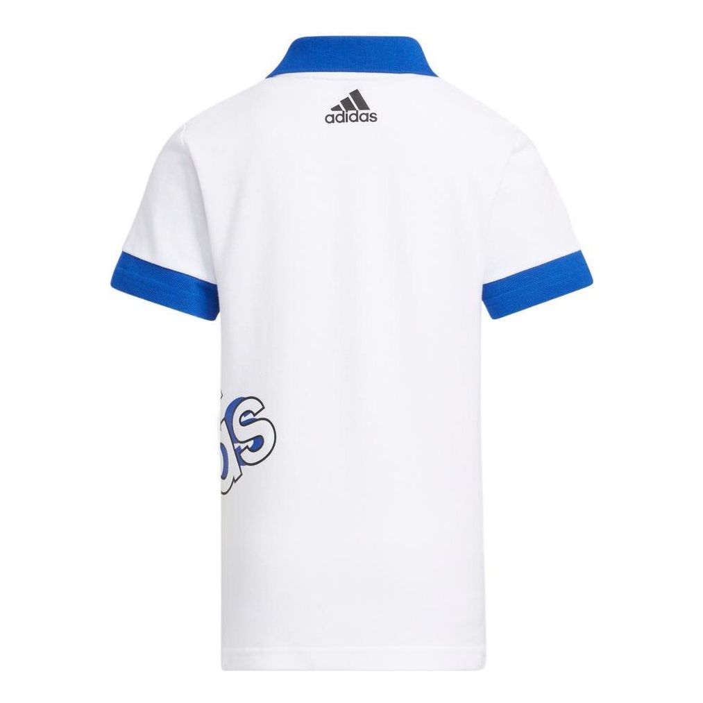 (GS) adidas Logo Printed Polo Shirt Asia Sizing 'White Blue' HT4912