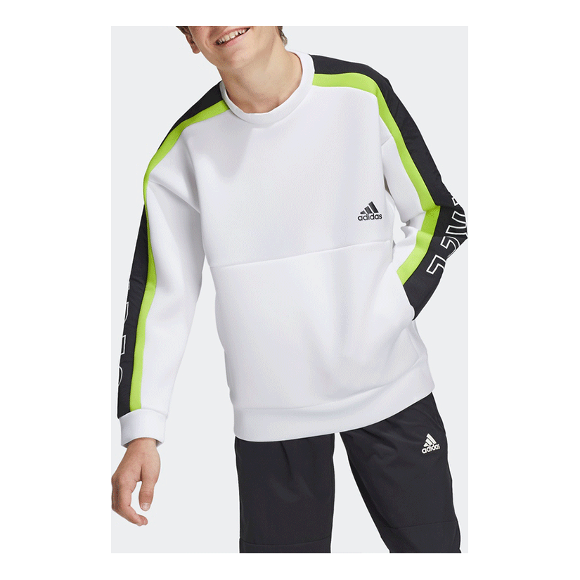 (GS) adidas Authentic Training Sports Sweatshirt Asia Sizing 'White Black Green' GD9209